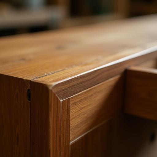 Detalle de una pieza de mobiliario de madera hecha a mano.